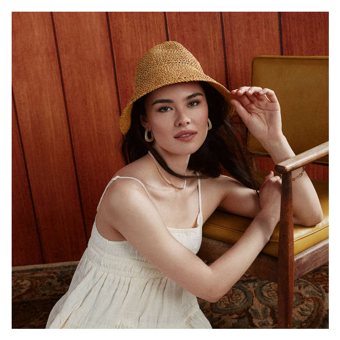 Women's Packable Straw Bucket Hat